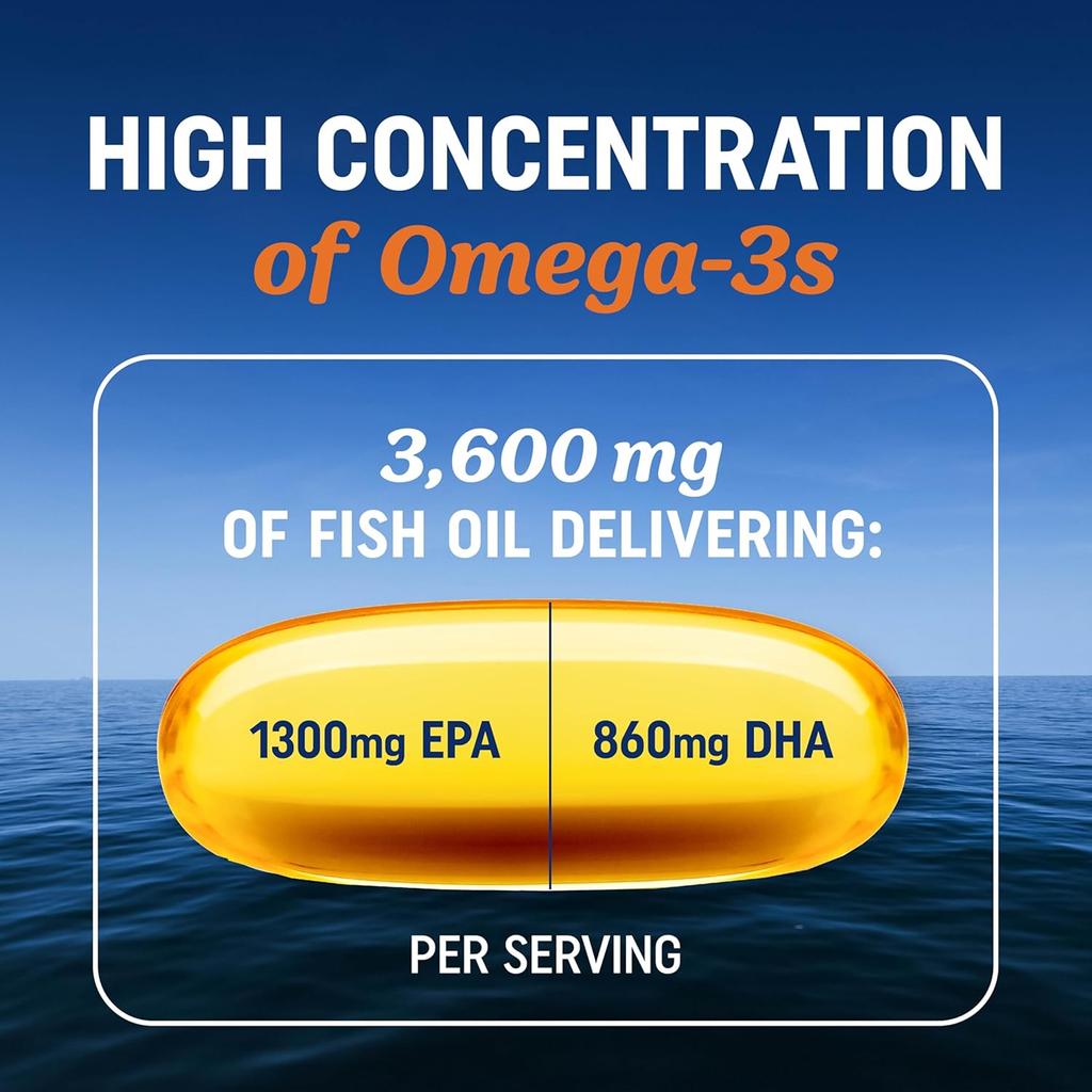 Capsules d'huile de poisson concentrée des grands fonds, contenant des suppléments nutritionnels doubles EPA et DHA, adaptées aux adultes.