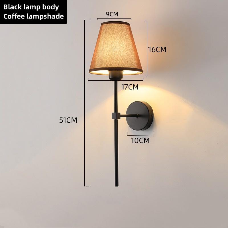 E27 American fabric wall lamp simple hotel room interior decor lighting living room corridor aisle bedroom bedside wall light