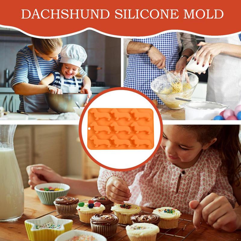 Dachshund Silicone Ice Mold Non-Stick Dog Shaped Silicone Molds For Ice Treats 9-cavity Chocolate Moulds Ice Mold Cake Molds