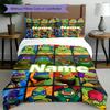 3pcs Duvet Cover Set (1*Duvet Cover + 2*Pillowcase, Without Core), Custom Name Teenage Mutant Ninja Turtles Pattern Bedding Set, Home Bedroom Decor Gi