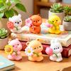 Cute Animal Miniature Figurine Mini Resin Bear Bunny Duck Holding Flower Statue for DIY Moss Landscape Fairy Garden Home Cake Decor
