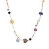 Vintage Multi-Element Crystal Flower Necklace Women'S Light Luxury Niche High-End Sweater Chain Color Beaded Accessories