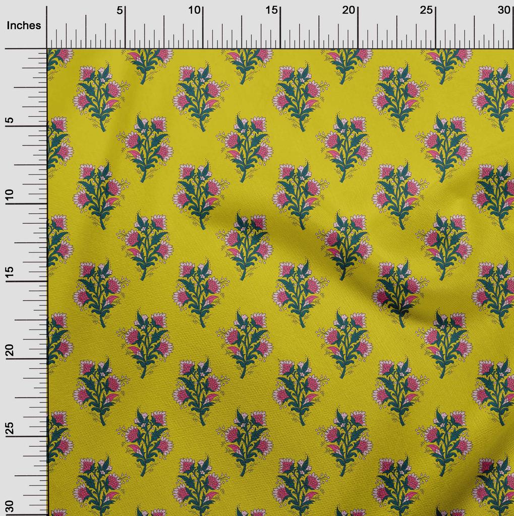 oneOone Baumwoll-Flex-Stoff Blätter- & Floral-Blockdruck-Stoff Meterware 40 Zoll