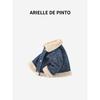 French Arielle De Pinto Girls' Winter Denim Jacket Warm Clothing Thickened Wool Sweater