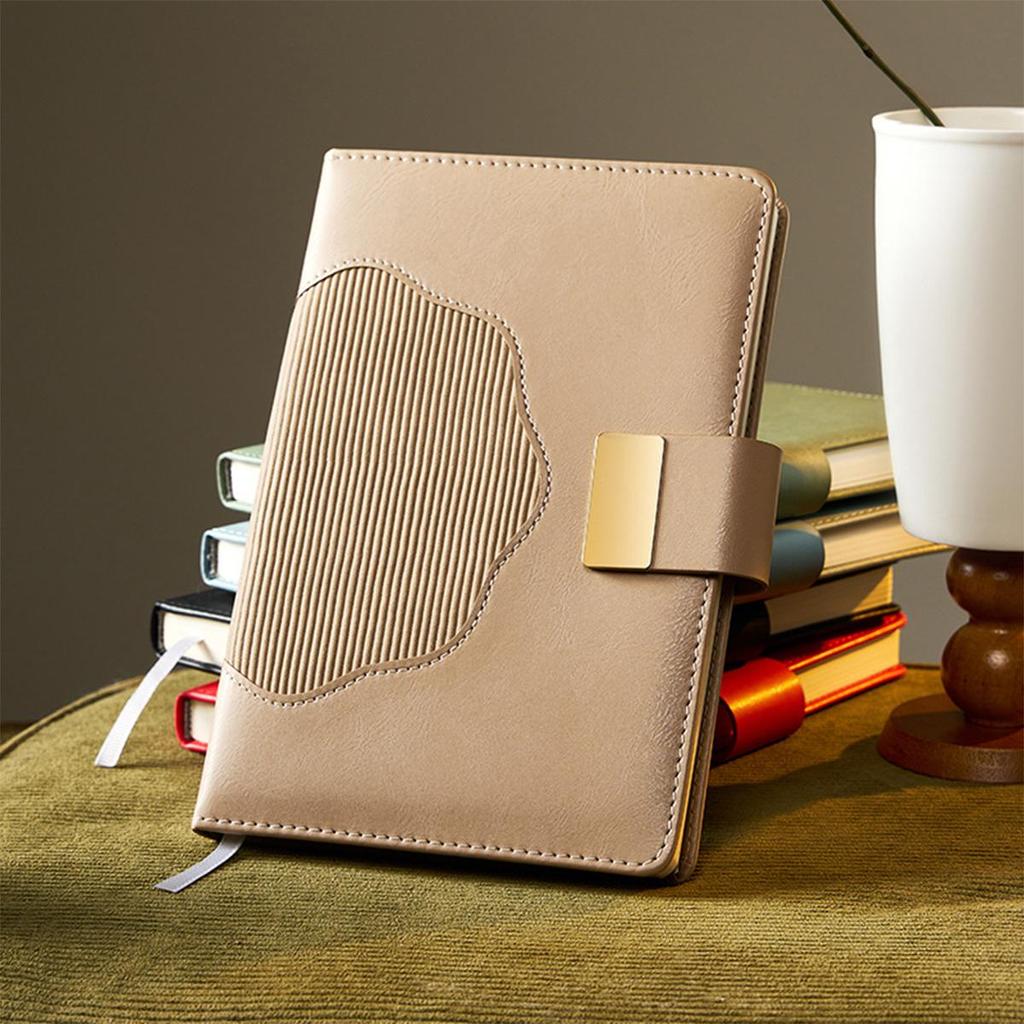 A5 Thick Leather Notebook, Buckle Business Notepad, Meeting Record Book, Travel Log, Student Diary, Excerpt Book, 100 sheets 200 pages