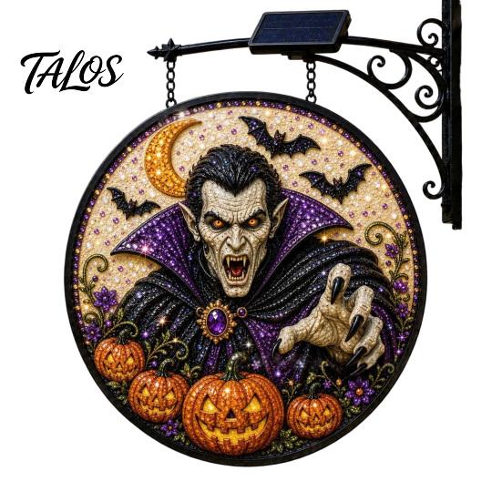Creative Halloween Gift for Home Solar Powered Hanging Light, Skull Witch Black Cat Cemetery Zombie Design LED Light Ghost Pumpkin Lanterns