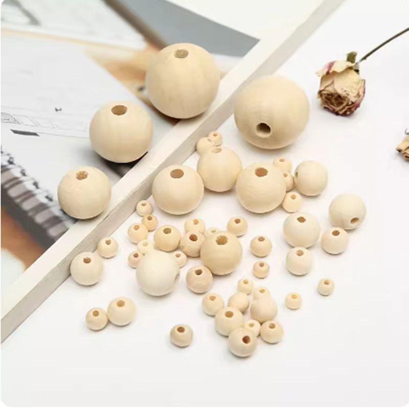 Hemu Natural Unfinished Wood Beads 4-50mm: DIY Round Beads for Bracelets