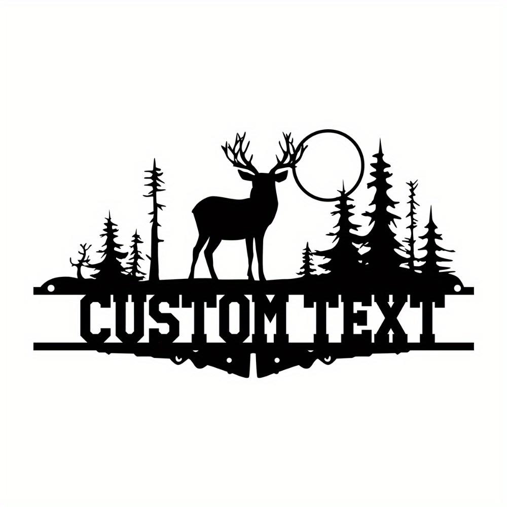Custom Metal Deer Emblem, Antler Wall Sign, Gift for Deer Lovers & Hunters, Personalized Fawn Nameplate, Lodge Decor