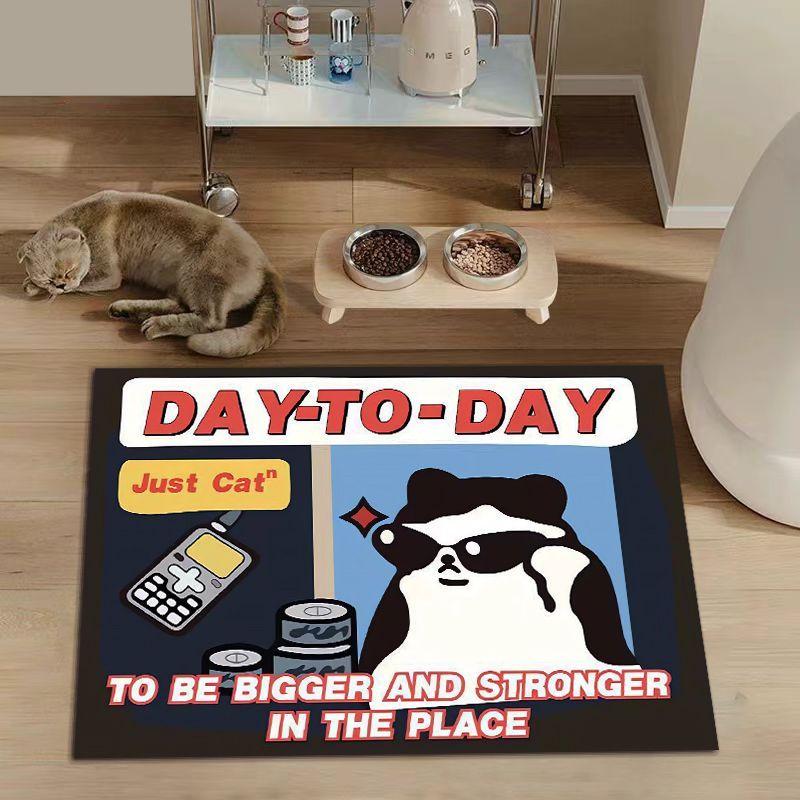 

Funny Cat Dog Pet Dining Basin Diatom Mud Floor Mat Bathroom Living Room Kitchen Entry Carpet Water Absorbent Non-slip Foot Mat 40X60cm 15.7X23.6in