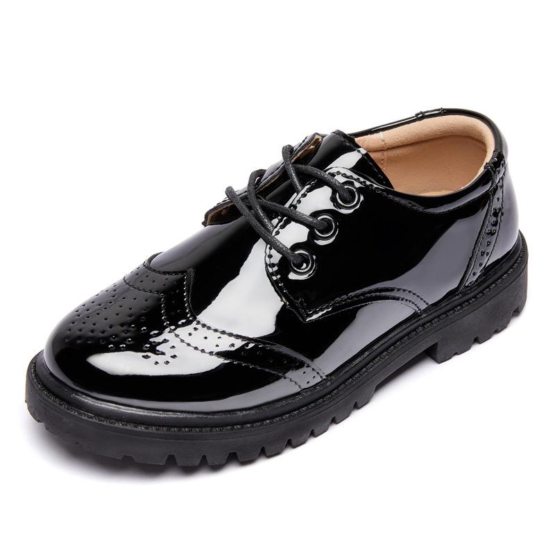 Scarpe nere in pelle da ragazzo - Suola morbida, Stile britannico, Antiscivolo, Perfette per la primavera e l'autunno