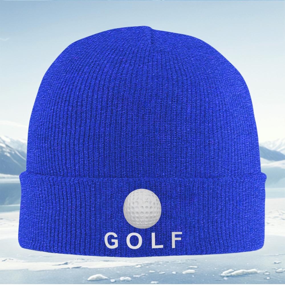 Simbolo palla da golf sfondo nero lettere semplici Uomo Donna Unisex Cappello a maglia Berretto Cappello pullover Inverno Termico Caldo Natale