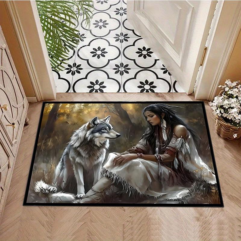 Wolf-themed Rug, Non-slip Rug, Suitable for Living Room, Bedroom, Game Room, Computer Room and Home Décor.