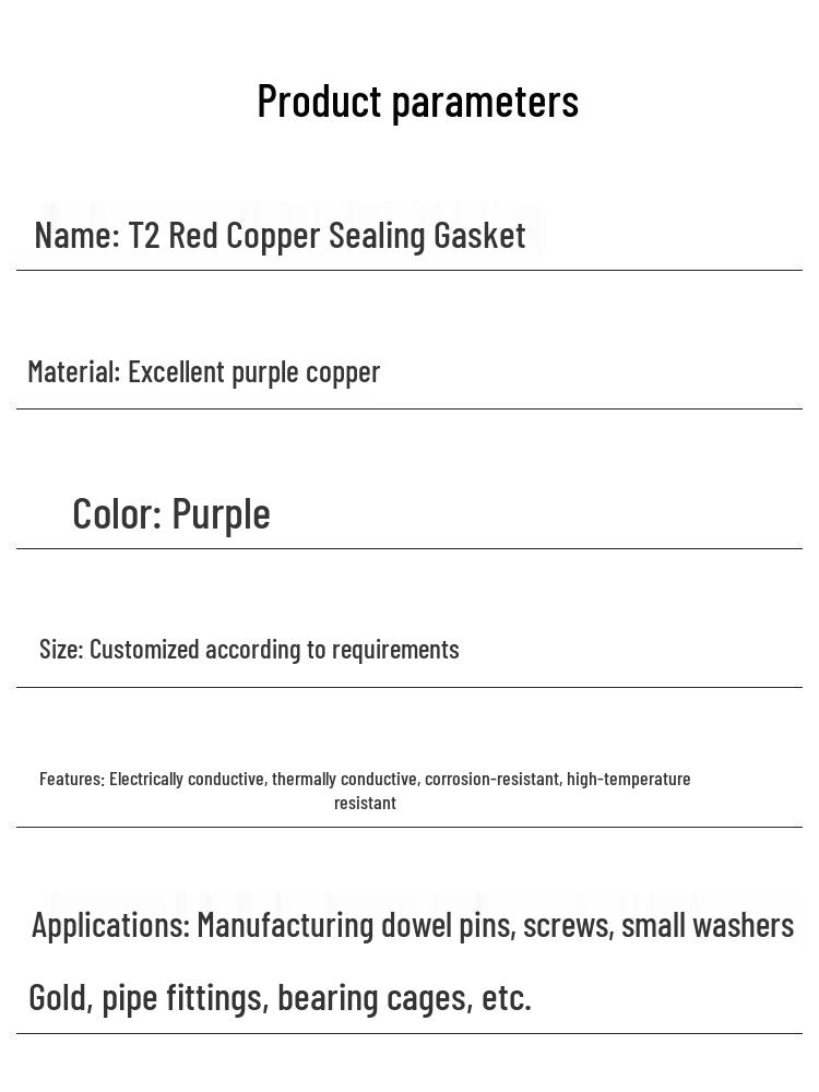 2mm Pure Red Copper Sealing Ring Marine Instrument Flat Washer