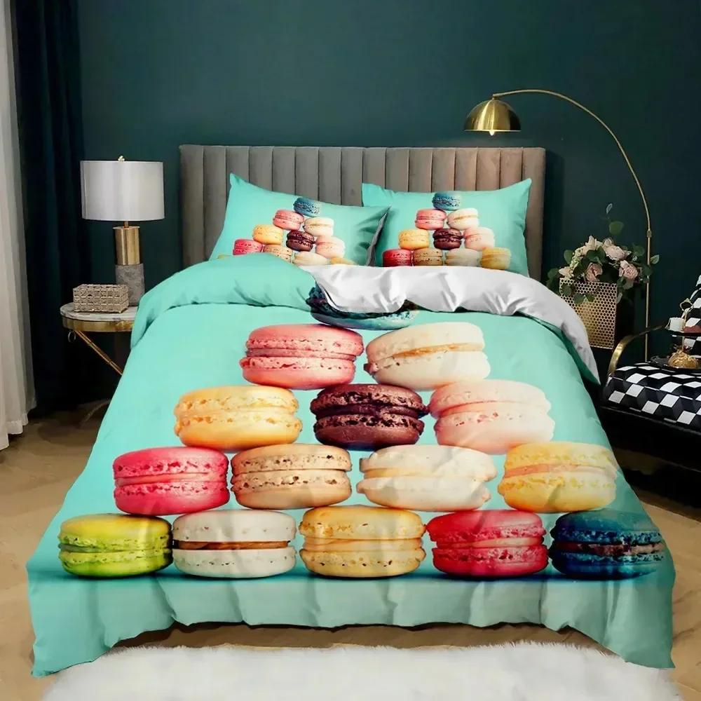 Top Doughnut Duvet Cover Colorful Tie Dye Qulit Cover Boy Gift Girly Cute Sweet Multicolor Dessert Food Polyester Bedding Set