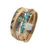 Bohemian Bracelet Gravel Feather Leather Women's Bracelet Vintage Feather Turquoise Magnet Buckle Bracelet