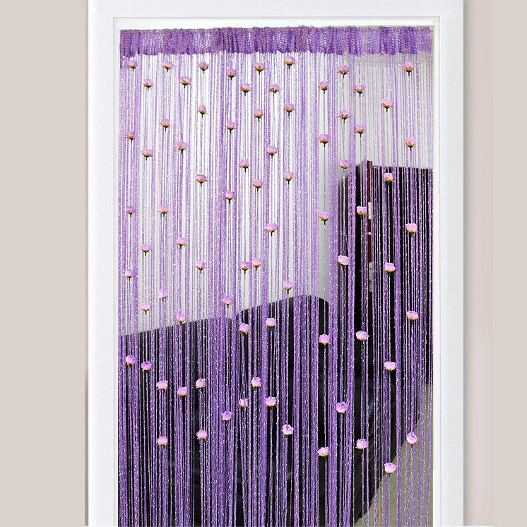 Rose Flower Silver Thread Tassel Curtain, 1x2m Door Drape Room Divider Living Room Bedroom, Home Decor Privacy Screen Hanging Partition