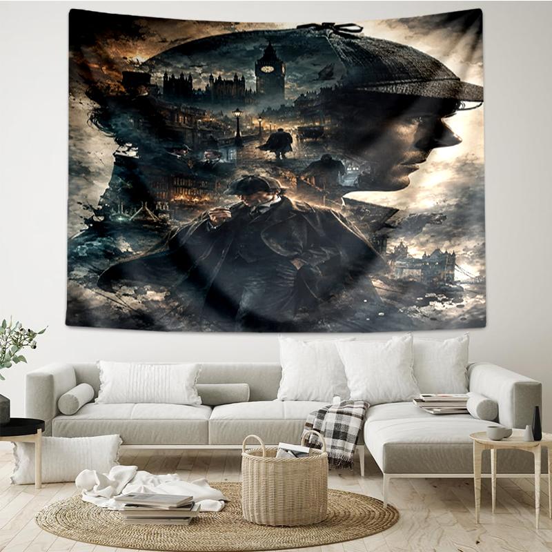 Sherlock Holmes Print Tapestry, Backdrop, Easy Setup, Ideal for Bedroom, Office & Living Room, with Aesthetic Wall Hanging Decor.