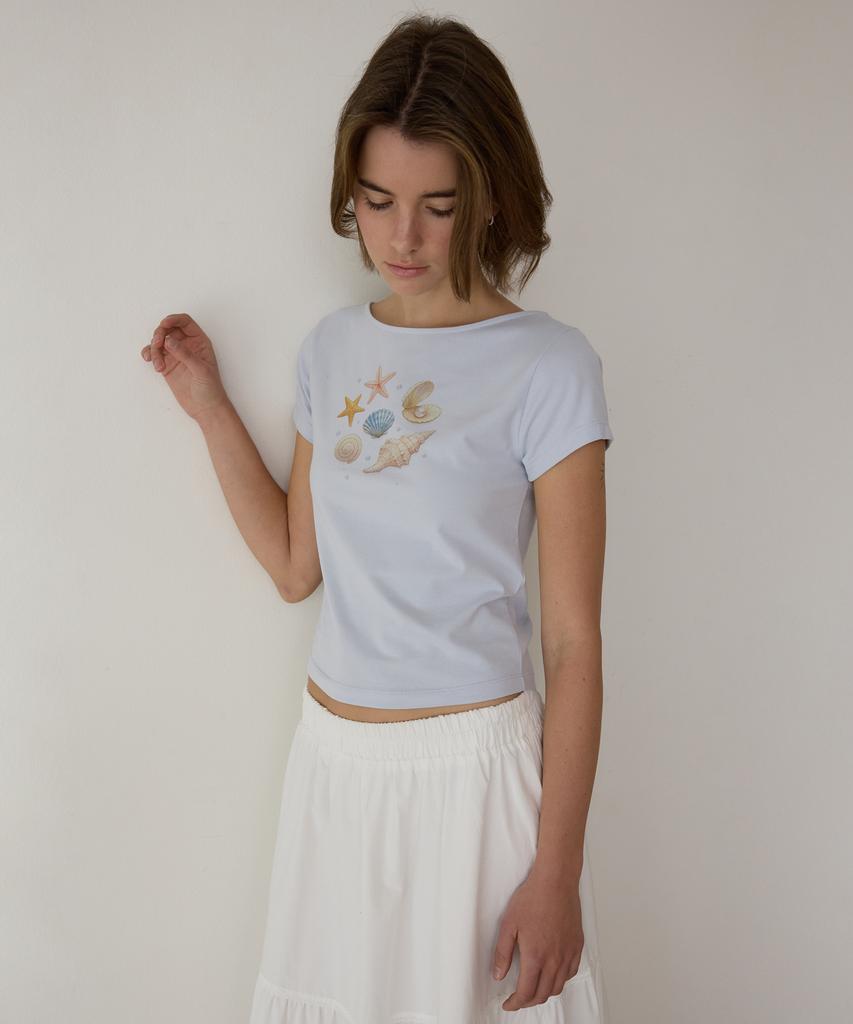 AMONG A Pearl Shell Tee_Light Blue