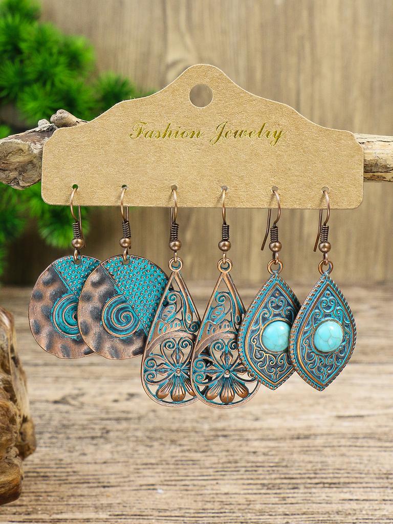Vintage  Metal Dangle Drop Earrings Sets Bundles for Women Sundry Mixed Ethnic Boho Hanging Earring Set Zircon Accessories