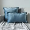 Inyahome Solid Color Velvet Throw Pompom Pillow Covers Pillowcase for Home Decor Sofa Living Room Bed Couch Farmhouse Outdoor
