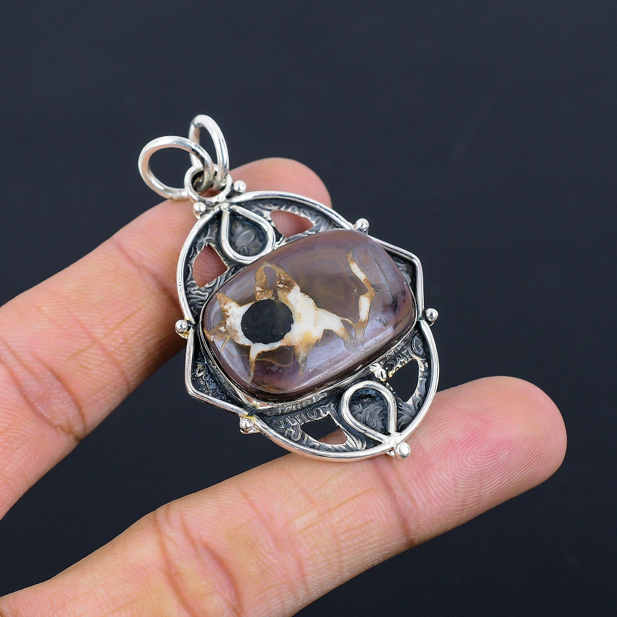 

Natural Moroccan Moroccan Mud Crack Fossil 925 Sterling Silver Bezel New Pendant