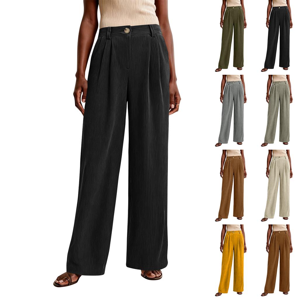 Women's Casual Fashion Pinstripe Straight And Winter Loose Wide-leg Straight Pants