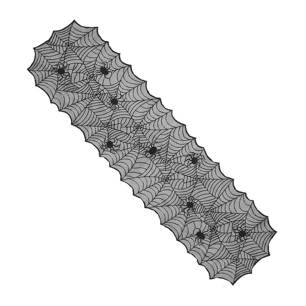Halloween Lace Tablecloth Black Spider Web Table Runner Rectangular Table Runner Home Halloween Celebrations Decor