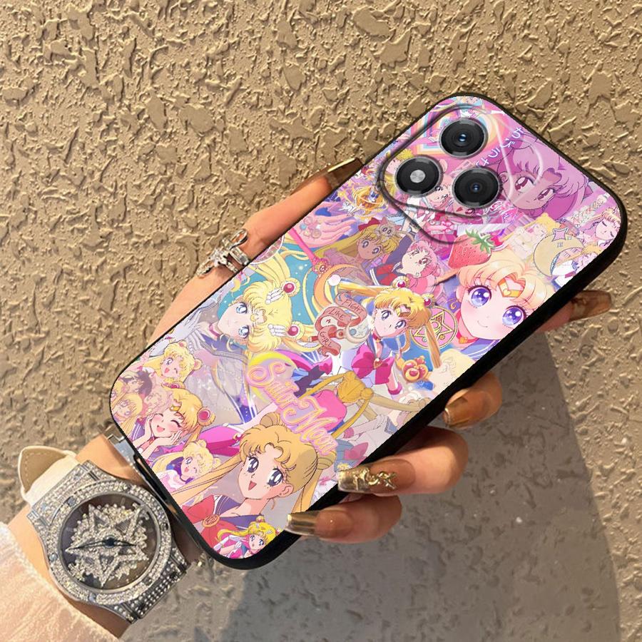 Case for Honor 90 200 400 Lite Magic5Lite X8 X5b 70 X9a X7 X6 8X Black Soft Phone Cover Beautiful Sailor Moon