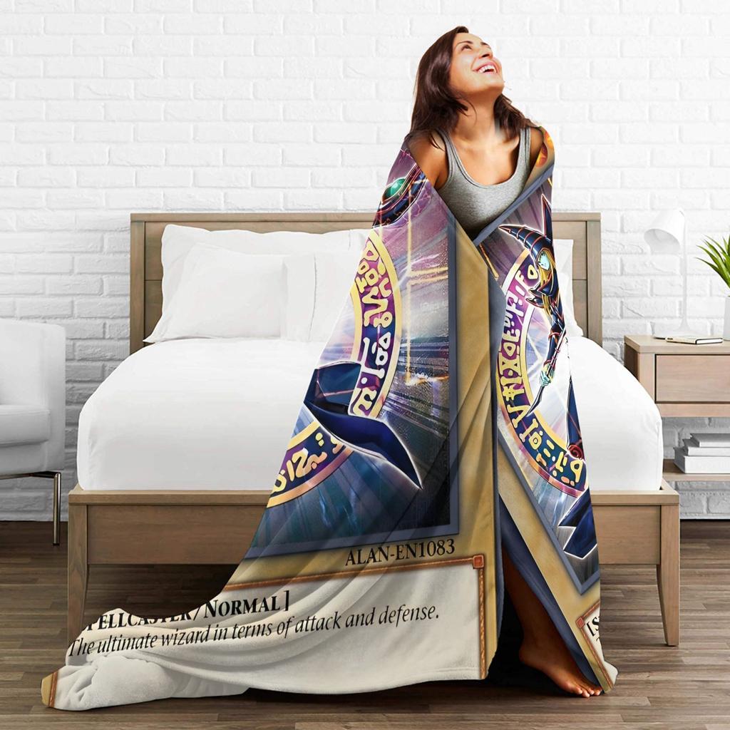 Yu Gi Oh Card Dark Magician Blanket Cover Flannel  Ultra-Soft Throw Blankets for Airplane Travel Bed Rug
