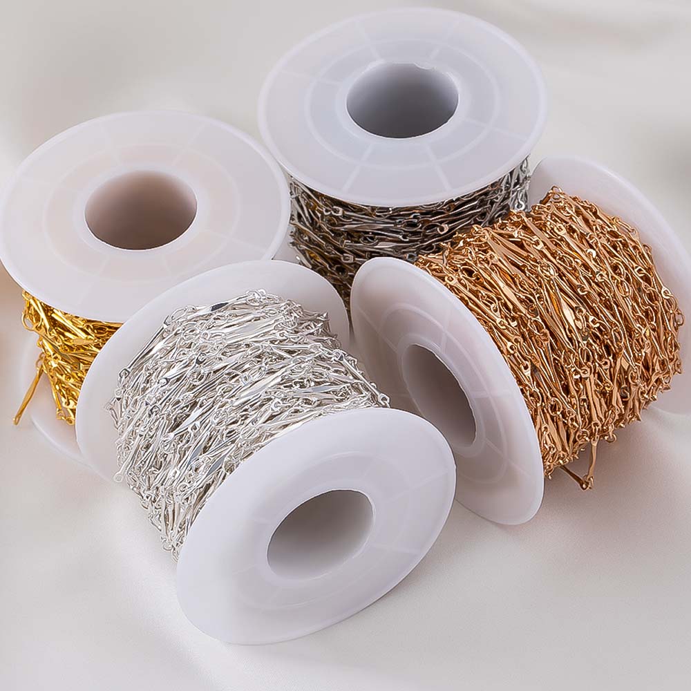 2Meters 1Meter 0.5Meter Flat Stick Basic Chain Bracelet Necklace Copper Chains Line Clothing Decorative Chain for Jewelry Making