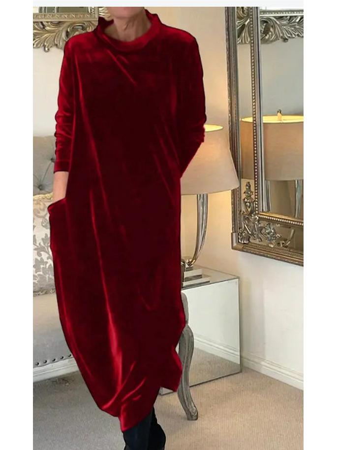 Spring 2023 European-American Slimming Round Neck Long Dress