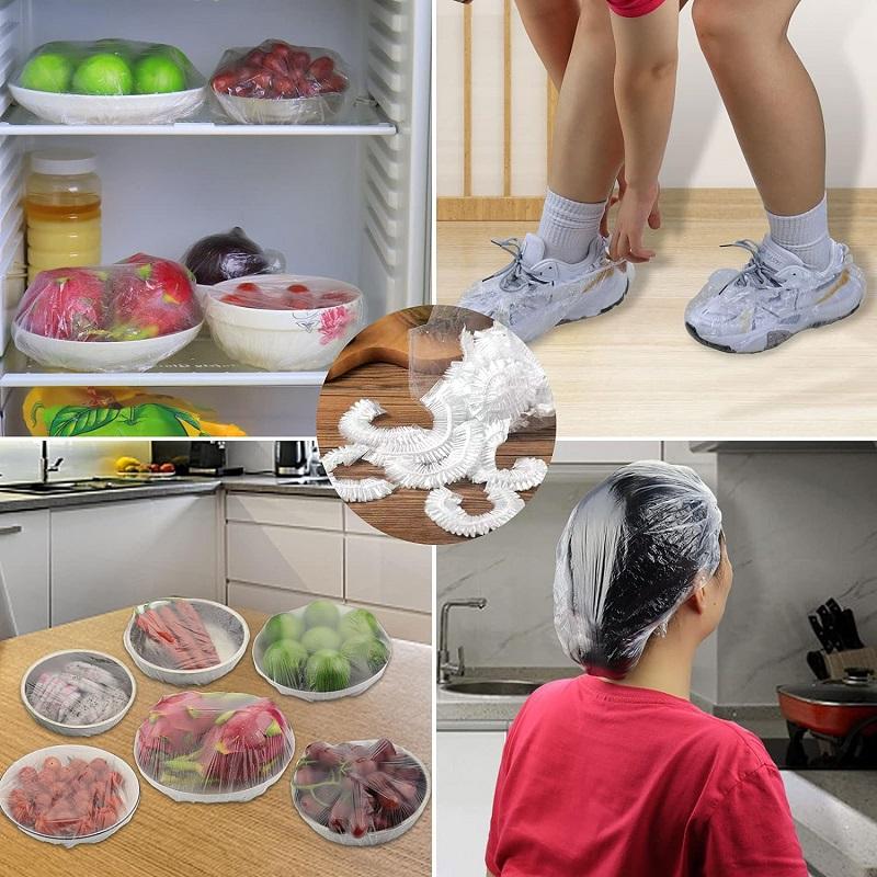 Disposable shower cap Waterproof Woman Head Hair Cover beauty and hair cap for hotels Elastic Plastic Food Cover Bathing Hat