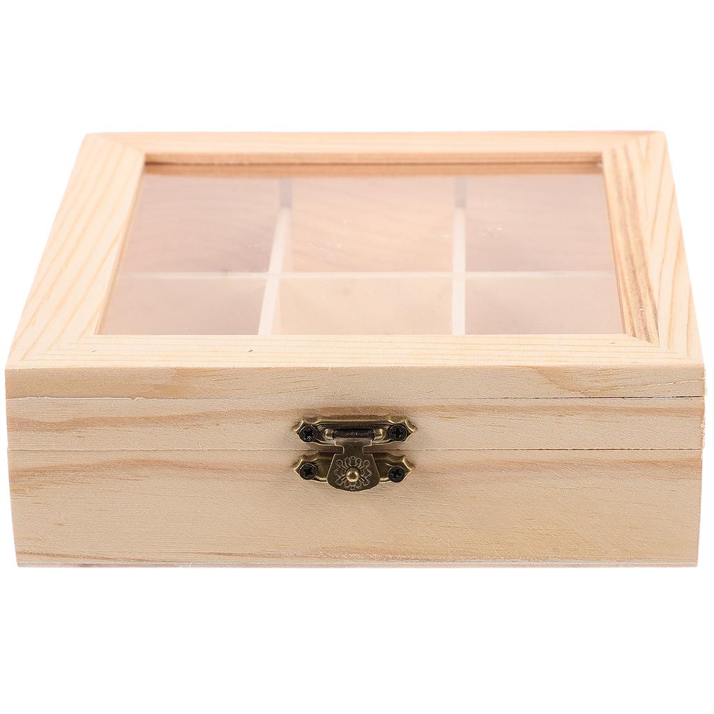 Wooden Tea Box 9 Grids Multifunctional Tea Storage Box 14.5X14.5X5cm Home Tea Bag Storage Boxes Holder Organizer For Jewelry