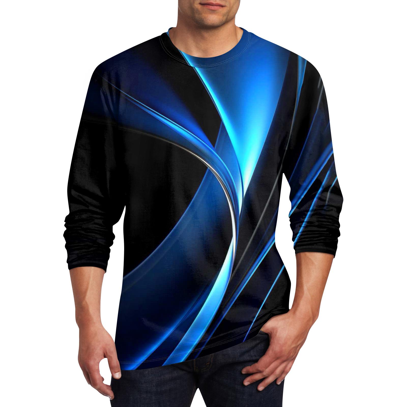 

Чоловіча футболка Одяг з круглим вирізом Одяг Відкритий одяг з довгими рукавами Модний дизайнер Вінтаж M синій