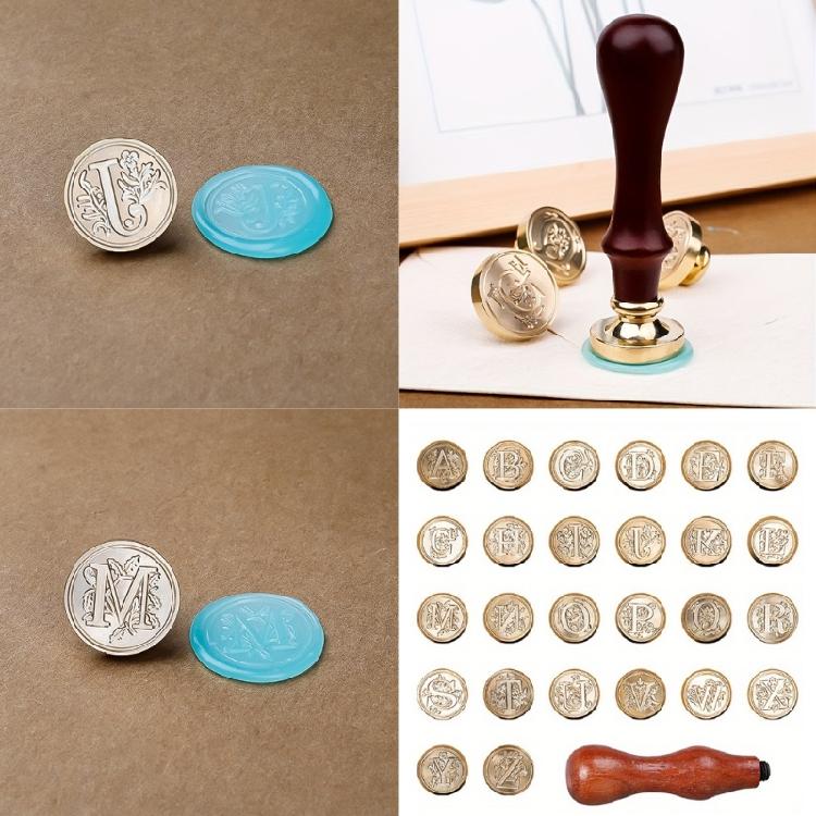 Wax Seal Stamp Set,Sealing Stamper Kits,Wedding Postage Stamp,Wood Handle with Brass Head for Wedding Greeting Cards