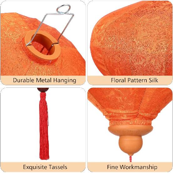 12 inches Vietnamese Lantern Oval Paper Party Decortion Oval New Year Lantern Birthday Lantern Fabric 3D an Style