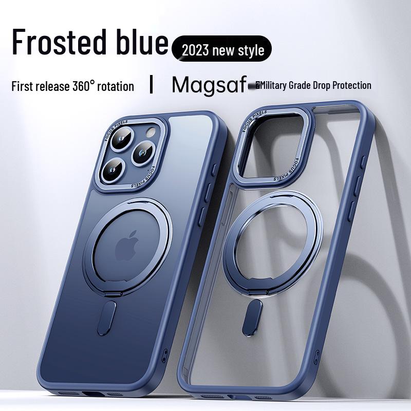 

Apple 16 iPhone 17 Pro Max Magnetic Transparent Stand Case with 15° Rotation Hinge iPhone 12/12 Pro синий