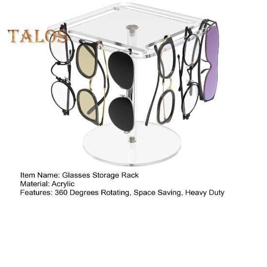 360 Degrees Rotating Sunglasses Organizer Single/Dual Layer Clear Acrylic Glasses Storage Rack Space Saving Heavy Duty Eyewear Display Stand Holder