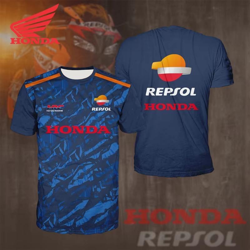 T-shirt de course HRC Team Honda 25-26 pour passionnés de moto Respirant Évacuant la transpiration Vêtement de sport d'été pour le cyclisme pour hommes