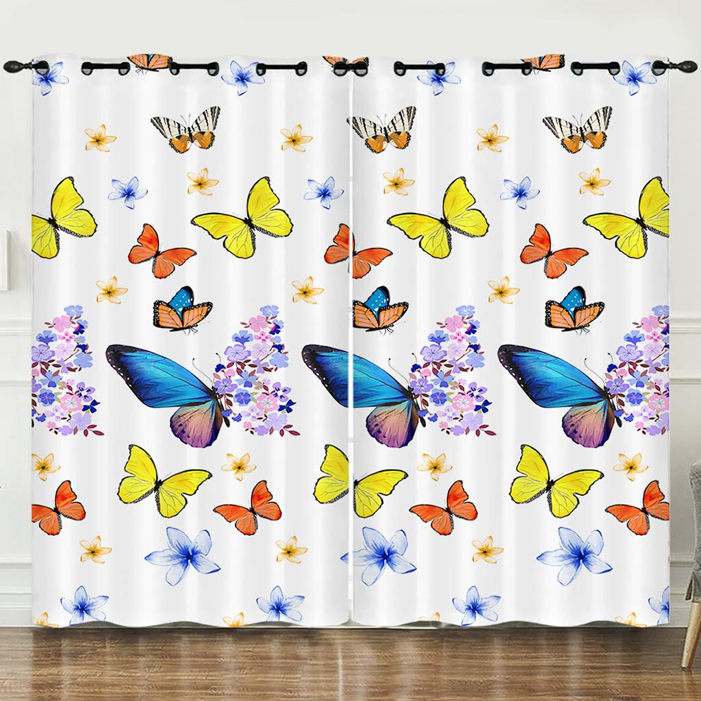 Curtain Butterfly Specimen Illustration Sunshade 3D Digital Printing Blackout Curtain Non-Punching Bedroom