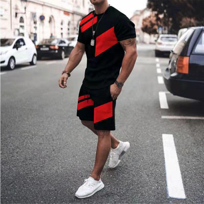Men's Suit Printed 3D Pattern Summer Casual Breathable Refreshing Sports Suit Oversized Men's Top Y2K Fashion Style