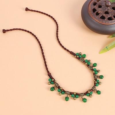 Vintage Green Chalcedony Forehead Exotic Bohemian Forehead Chain Fringed Earrings Headgear Women