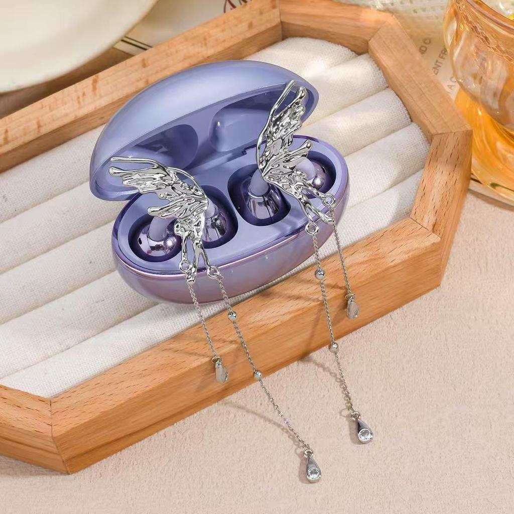 Earbuds FreeClip Borboleta Diamante Clipe de Orelha: Brinco Feminino Elegante, Luxuoso, de Alta Classe
