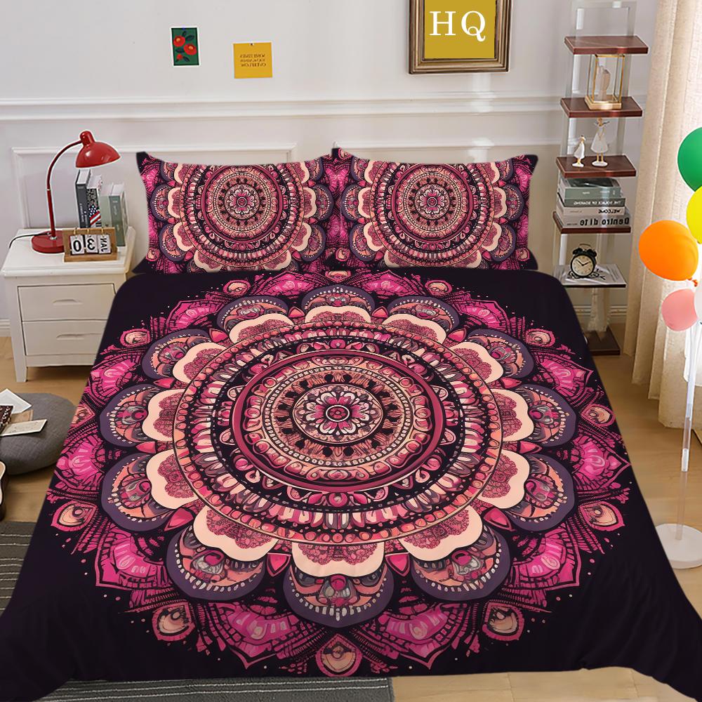 3D Datura Bedding Set Indian Style Duvet Cover 2/3pcs UK/US/AU/DE/UE Full Size Super Big Bed Room Washable Soft and Quick Drying Home Decoration