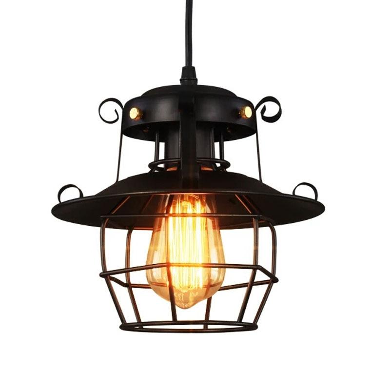 Industrial Style Vintage Chandelier Bar Coffee Restaurant American Bird Cage Personality Creative Iron Single Head Lamps