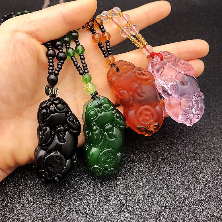 Versatile Long Pixiu Rose Quartz Necklace: Wealth, Luck & Personality Pendant for Autumn/Winter