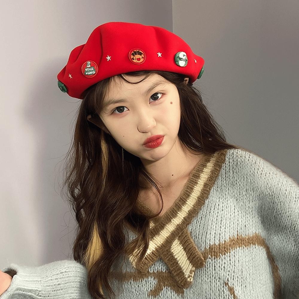 Woolen Christmas Beret Solid Color Painter Hat Artist Hat Wool Beret  Girl