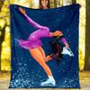Figure Skating Theme Printed Blanket - Perfect for Couch, Bed, Travel & Outdoor Use | Machine Washable, Cozy & Durable.