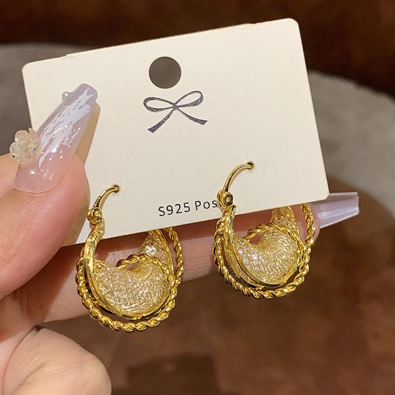 Temperament Metal Wrapped Mesh Earrings Earrings, New Trendy Design Premium Geometric Earrings