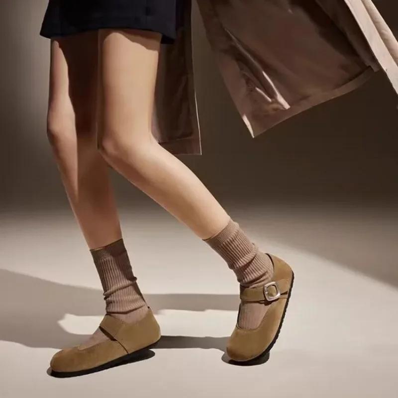 Fashion Ladies Shoes 2024 Mary Janes Women's Flats Classics Casual Flats Women Shallow Round Toe Buckle Strap Soft Bottom Women Shoes